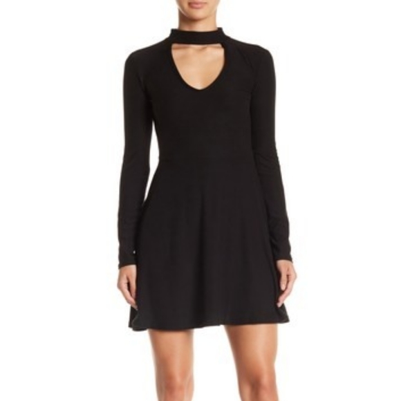 Black Choker Neck Long Sleeve Skater 